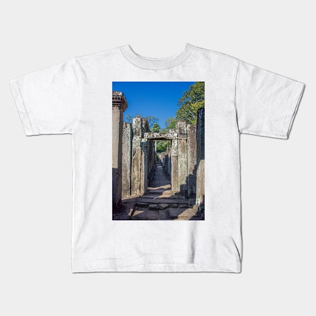 Passageway in Ruins, Bayon Temple Kids T-Shirt by BrianPShaw